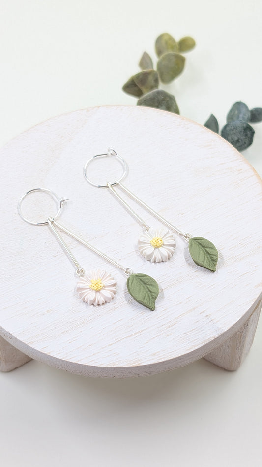 Daisy Dangle Hoop Earrings